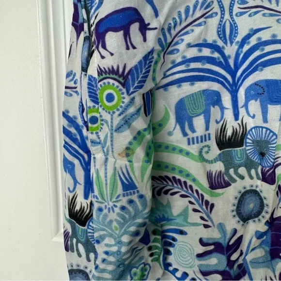 Nimo With Love Cotton Print Kaftan Midi Dress with Tassel - Picture 3 of 10